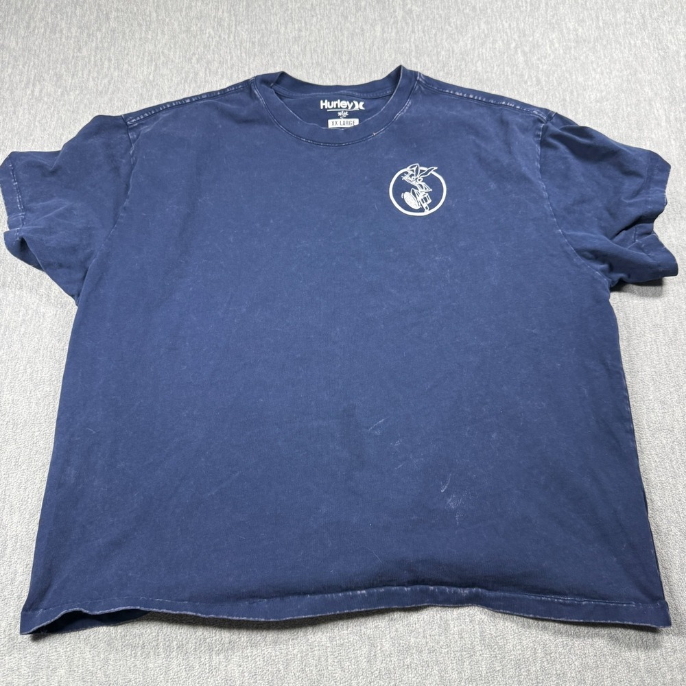 Hurley T-Shirt Mens XXL Navy Blue Travis Barker Collaboration Graphic Tee Drums